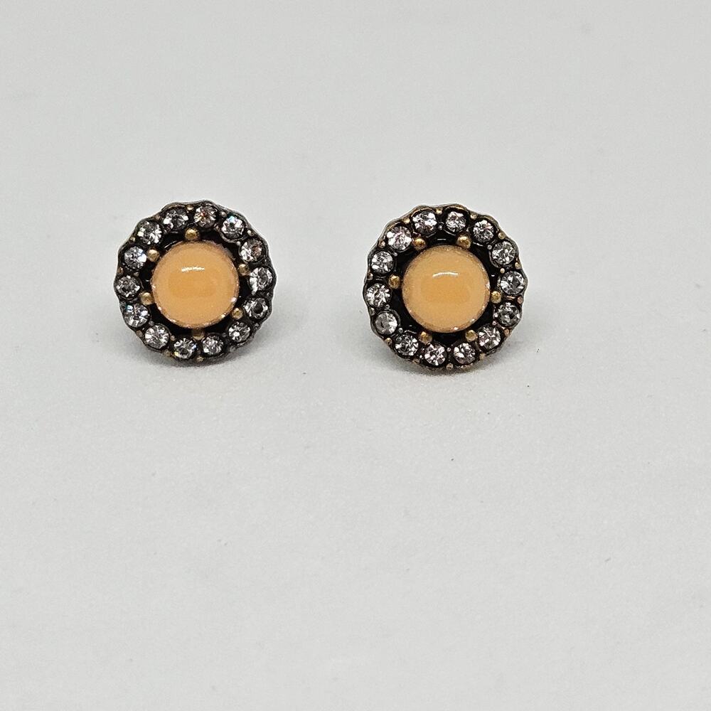 Chloe + Isabel Morningtide Stud Earrings E196 Antique Brass-Plated Pink Crystal